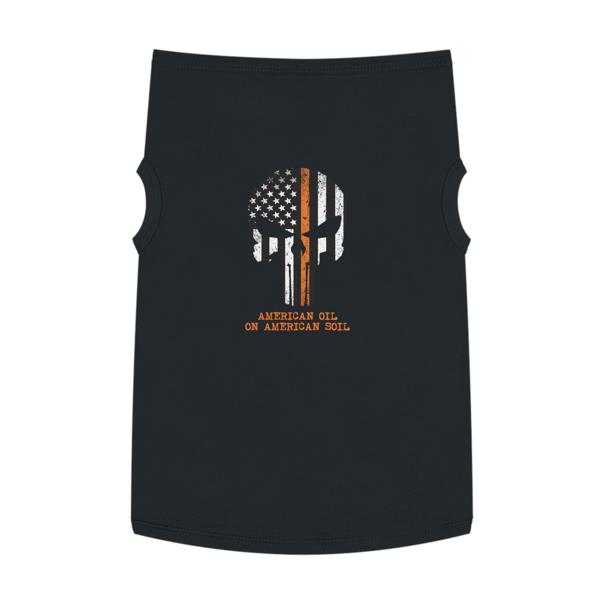 Pet Tank Top — "American Oil on American Soil" Distressed Flag Skull
