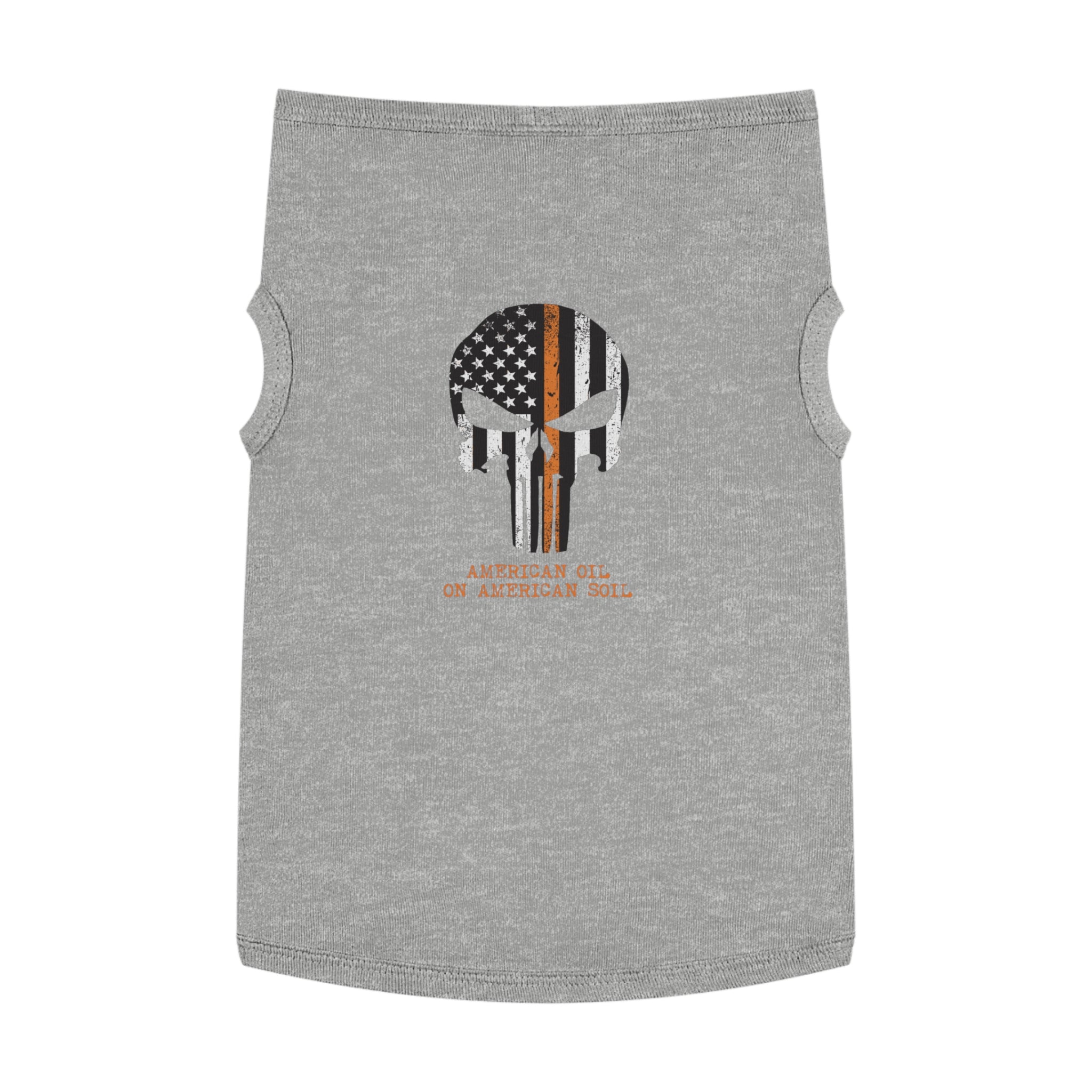 Pet Tank Top — "American Oil on American Soil" Distressed Flag Skull