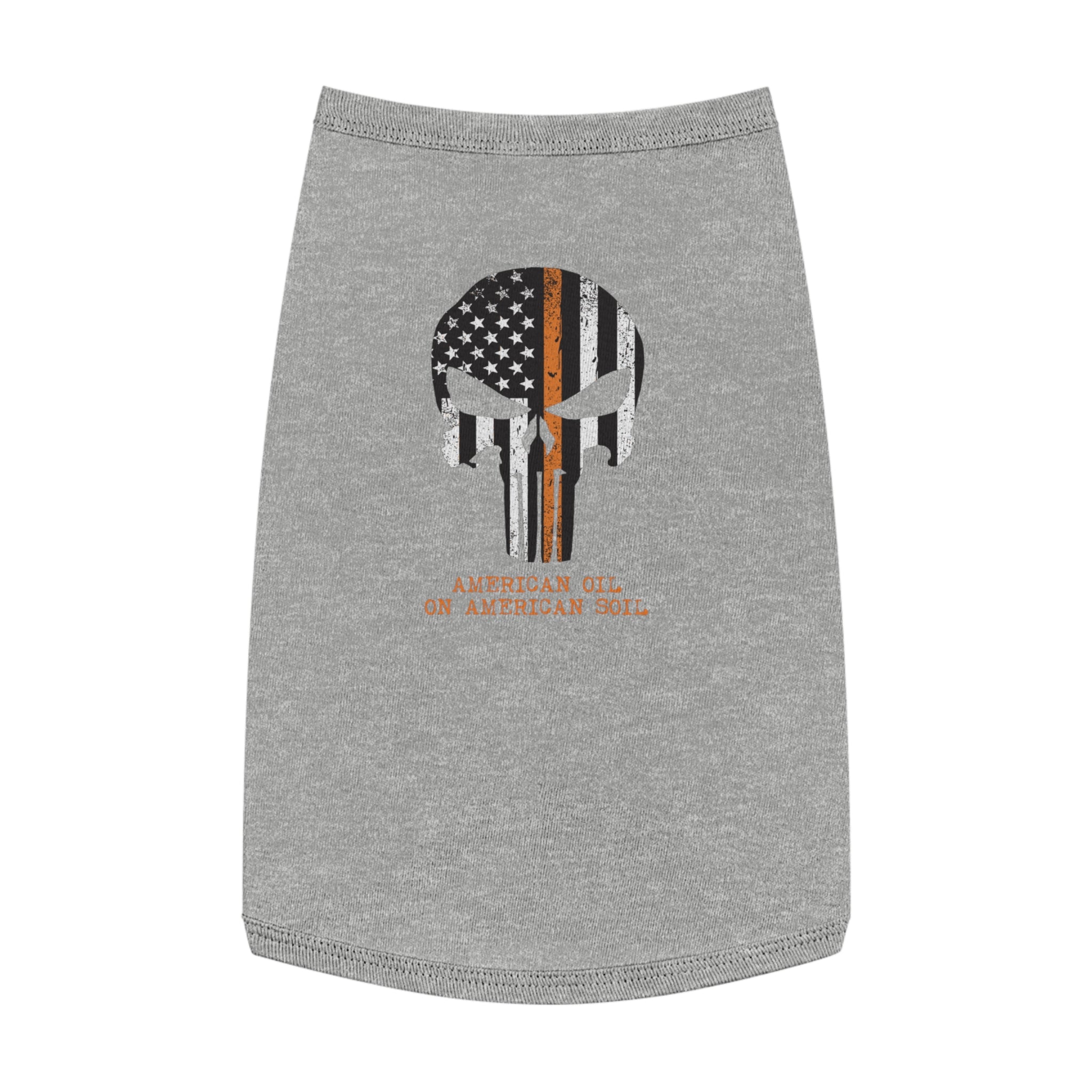 Pet Tank Top — "American Oil on American Soil" Distressed Flag Skull