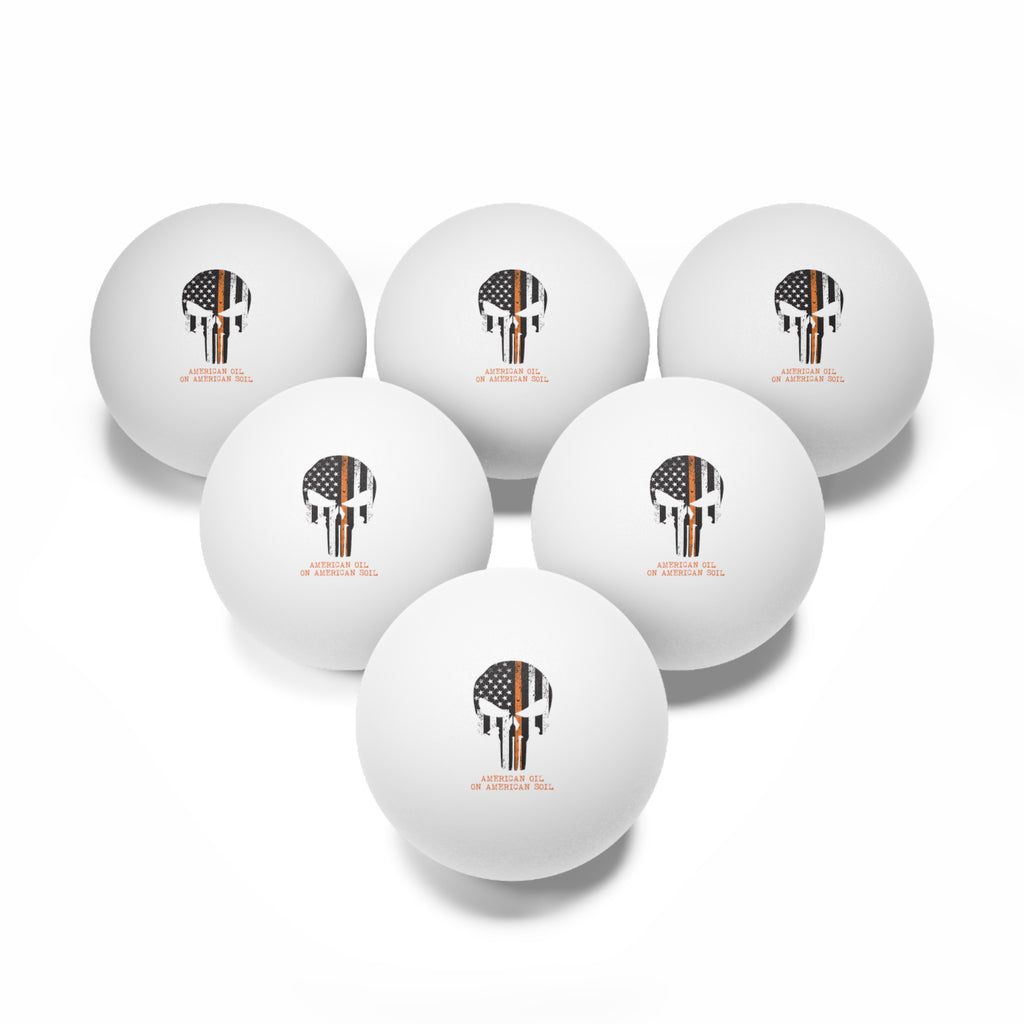 Ping Pong Balls — 'American Oil on American Soil' Skull Design (6-Pack)