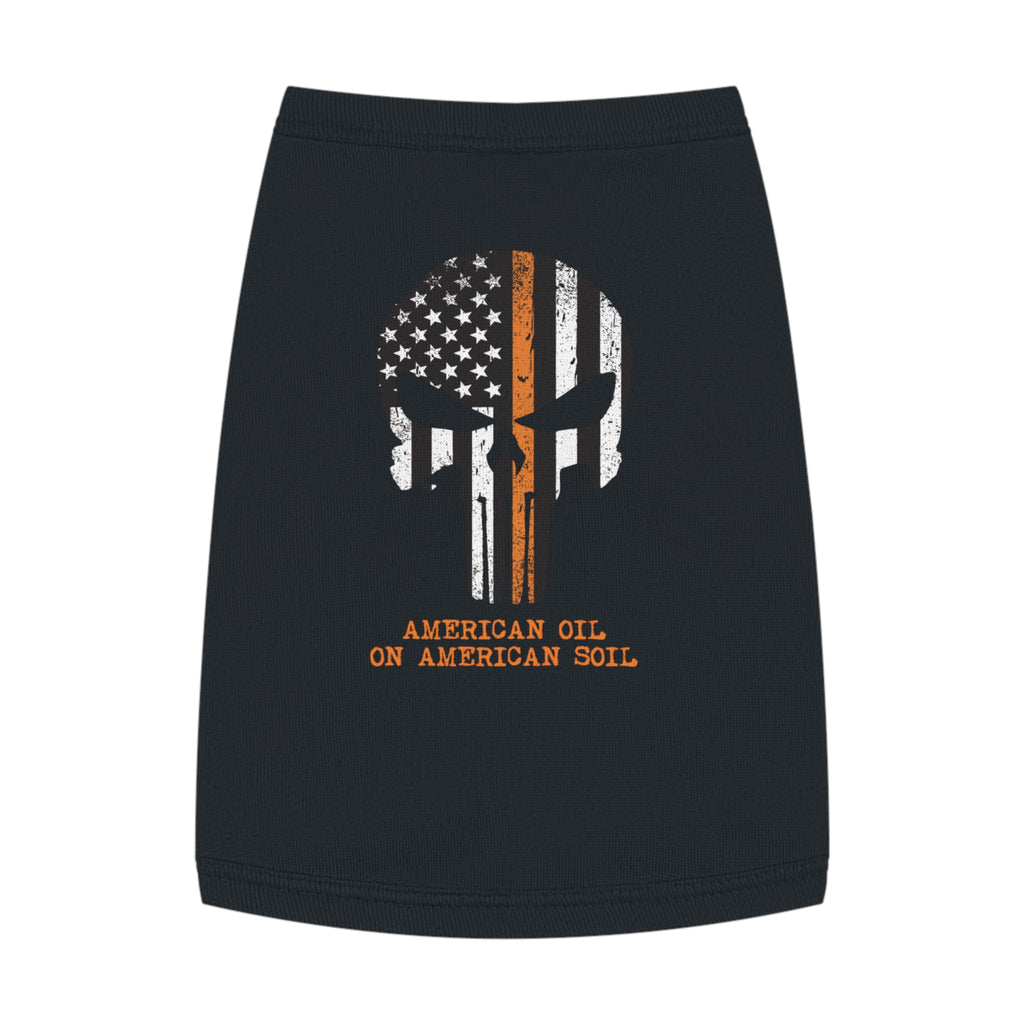 Pet Tank Top — "American Oil on American Soil" Distressed Flag Skull