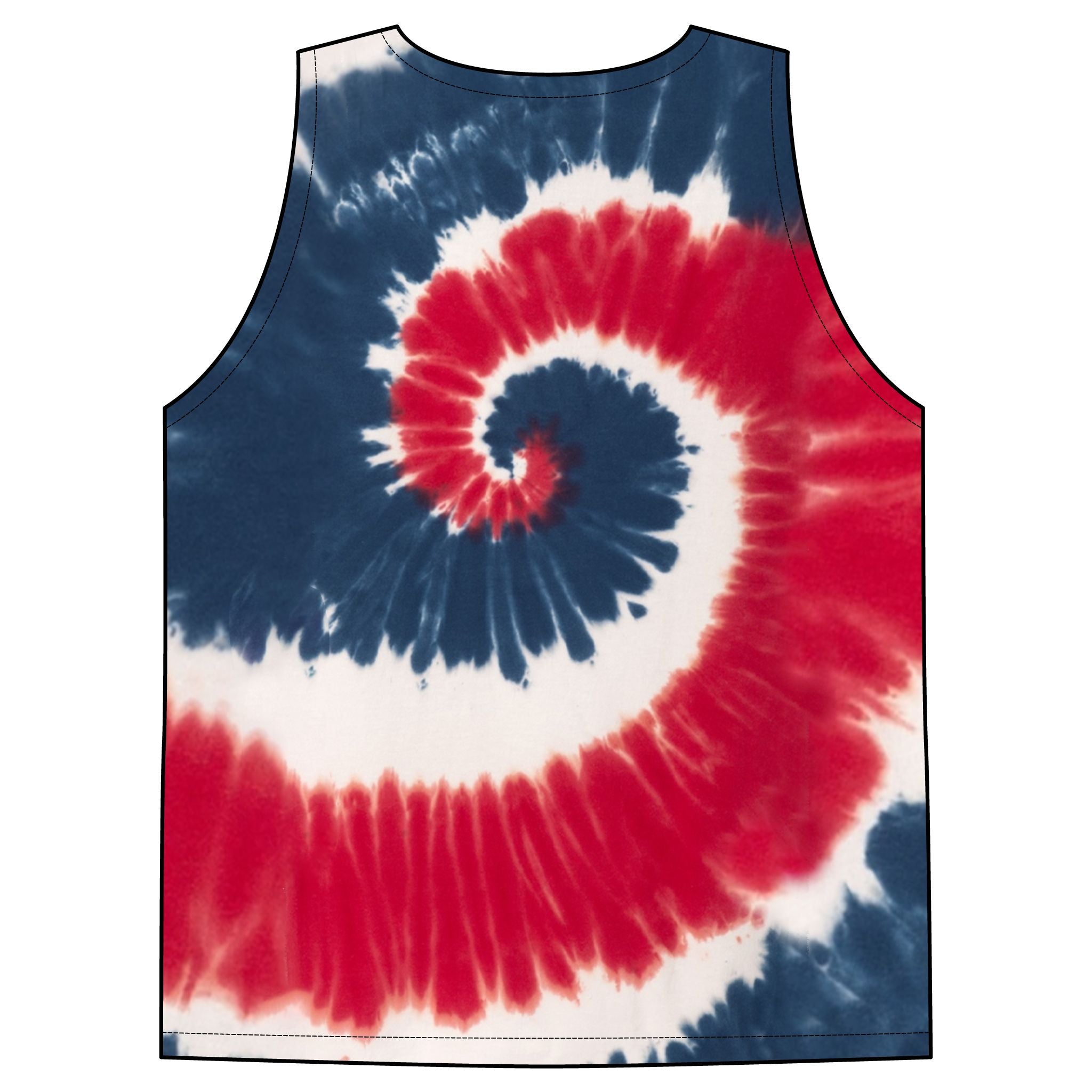 Tie-Dye Tank Top — Red White & Blue Spiral with Pathfinder Logo