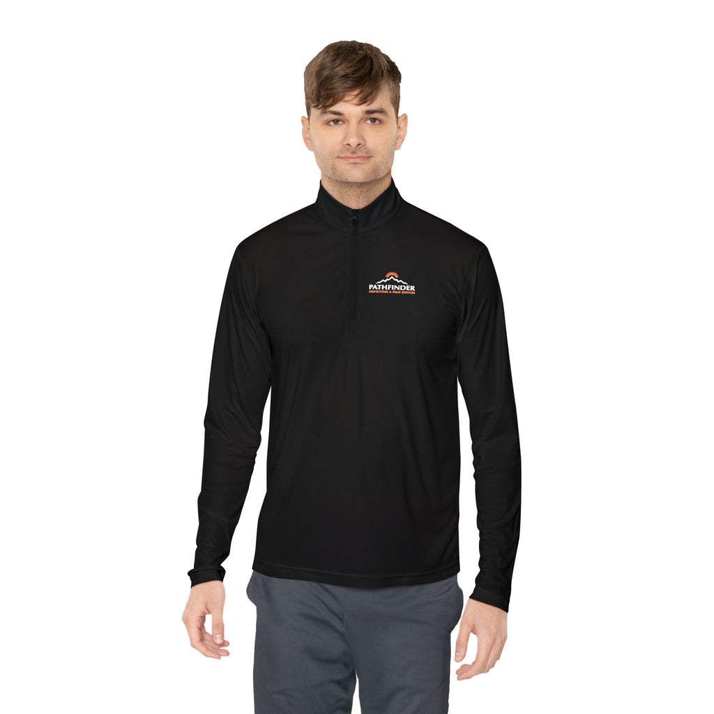 Quarter-Zip Pullover — Minimal Sunrise Logo Pullover