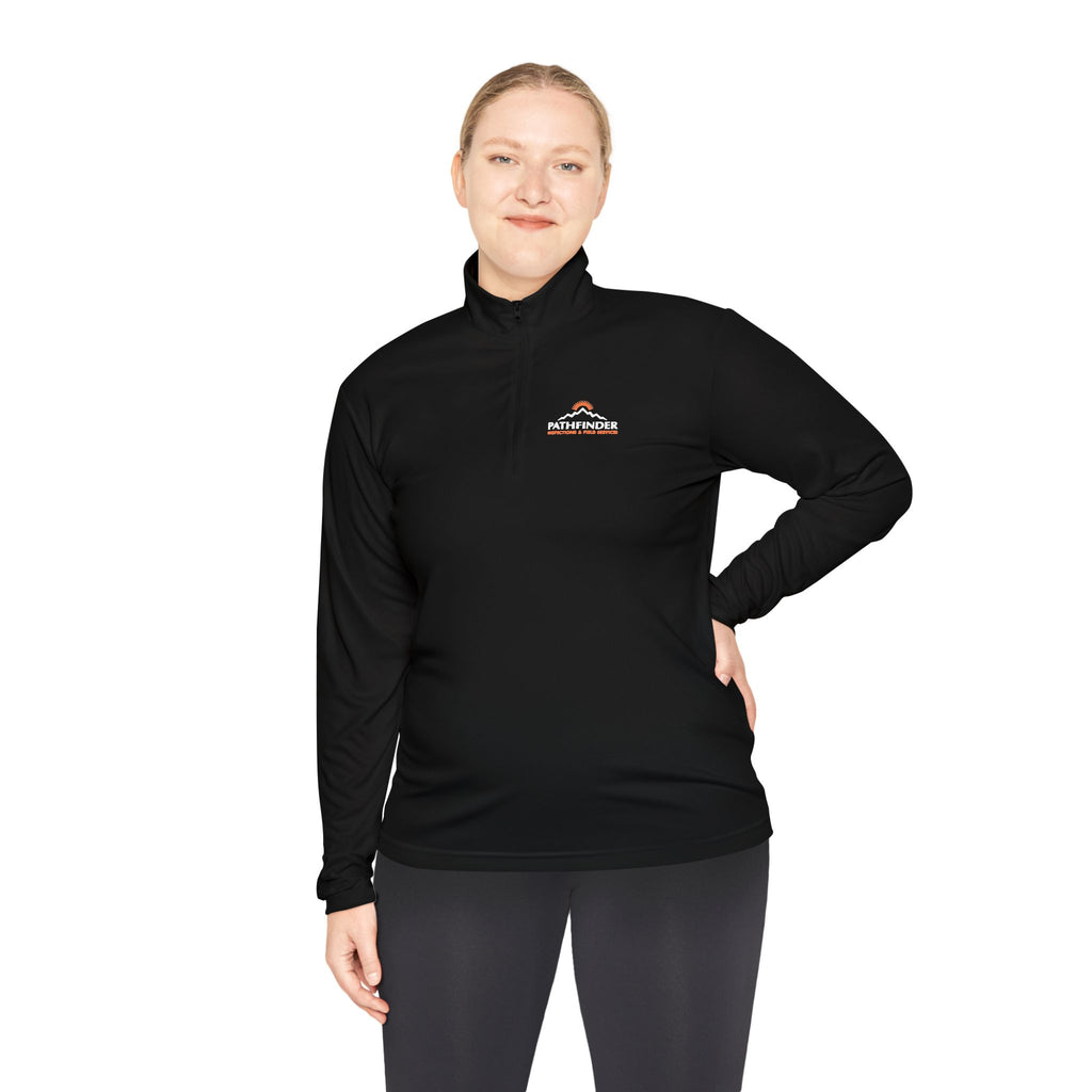 Quarter-Zip Pullover — Minimal Sunrise Logo Pullover