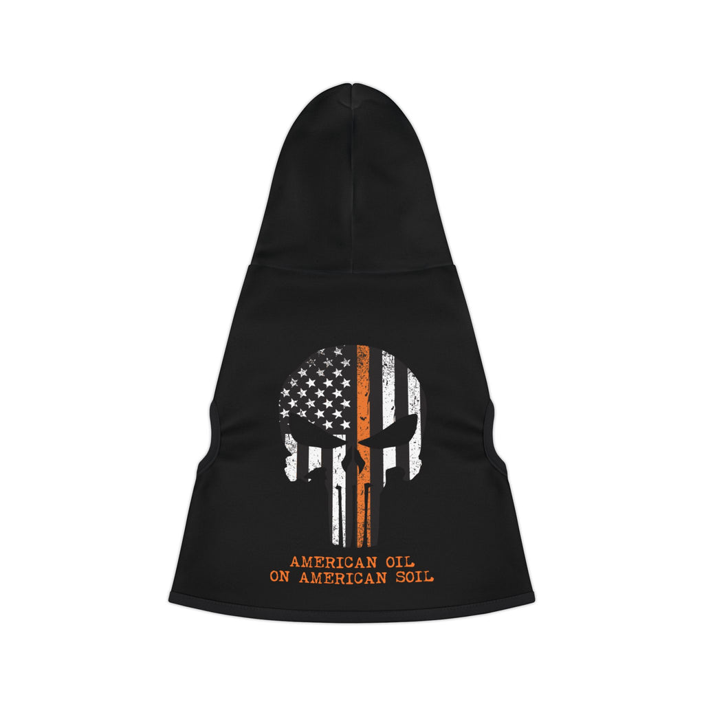 Pet Hoodie — 'American Oil, On American Soil' Flag Skull Dog Hoodie