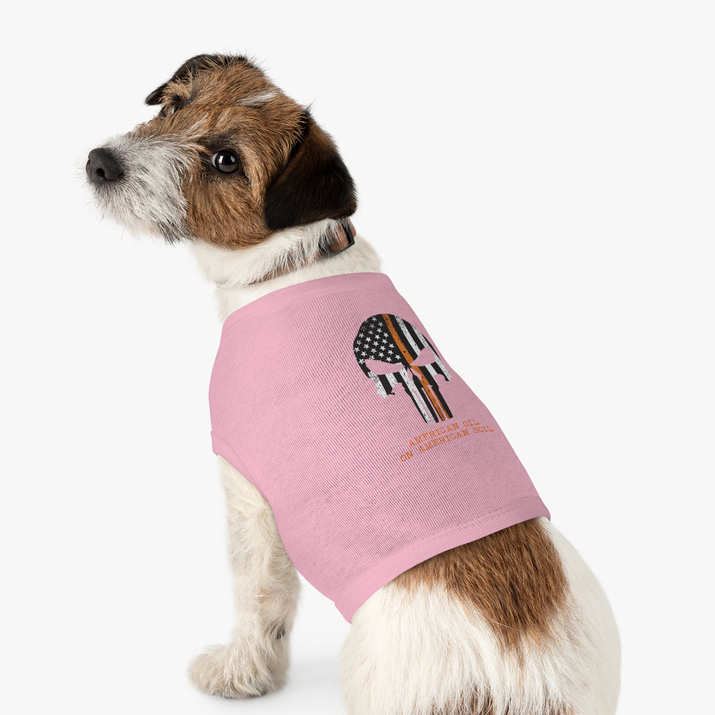 Pet Tank Top — "American Oil on American Soil" Distressed Flag Skull