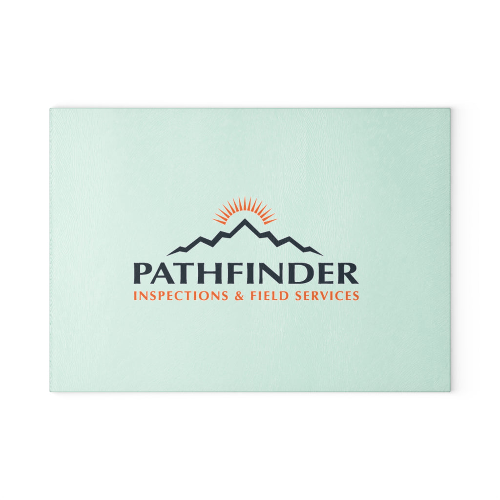 Pathfinder Glass Cutting Board — Branded Kitchen Cutting Board with Mountain Logo