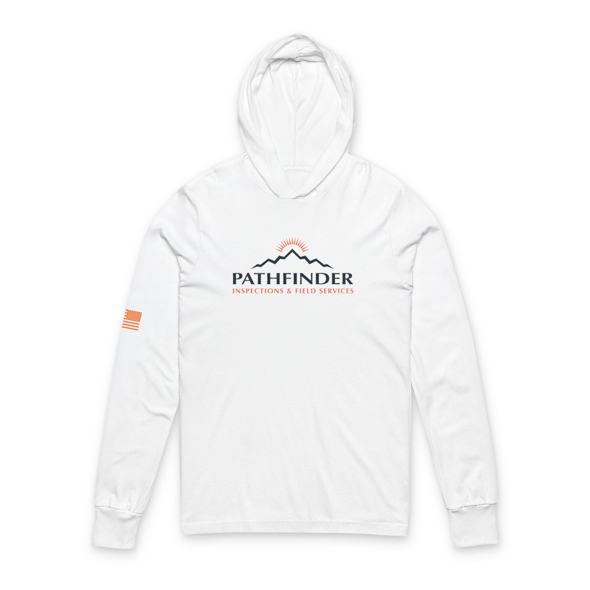 Punisher Skull Thin Orange Line Hooded Long Sleeve Tee