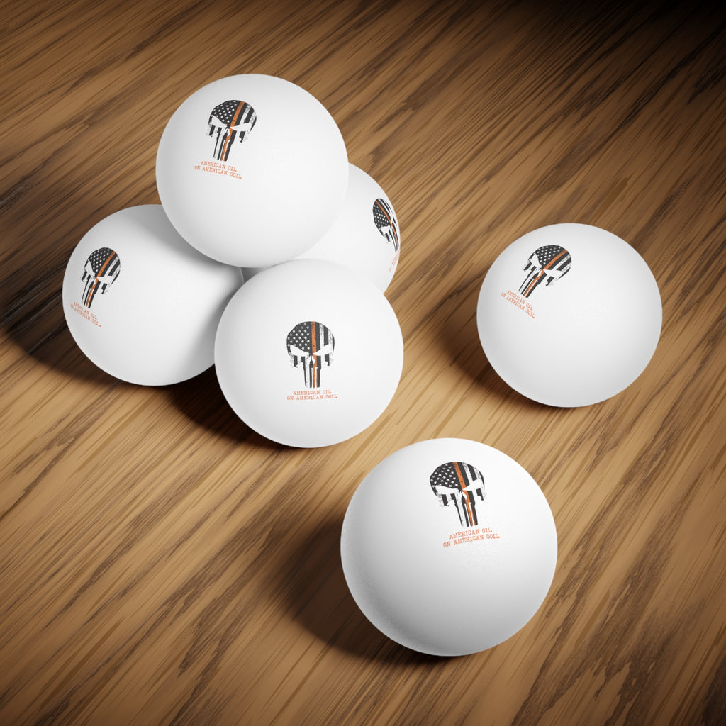 Ping Pong Balls — 'American Oil on American Soil' Skull Design (6-Pack)