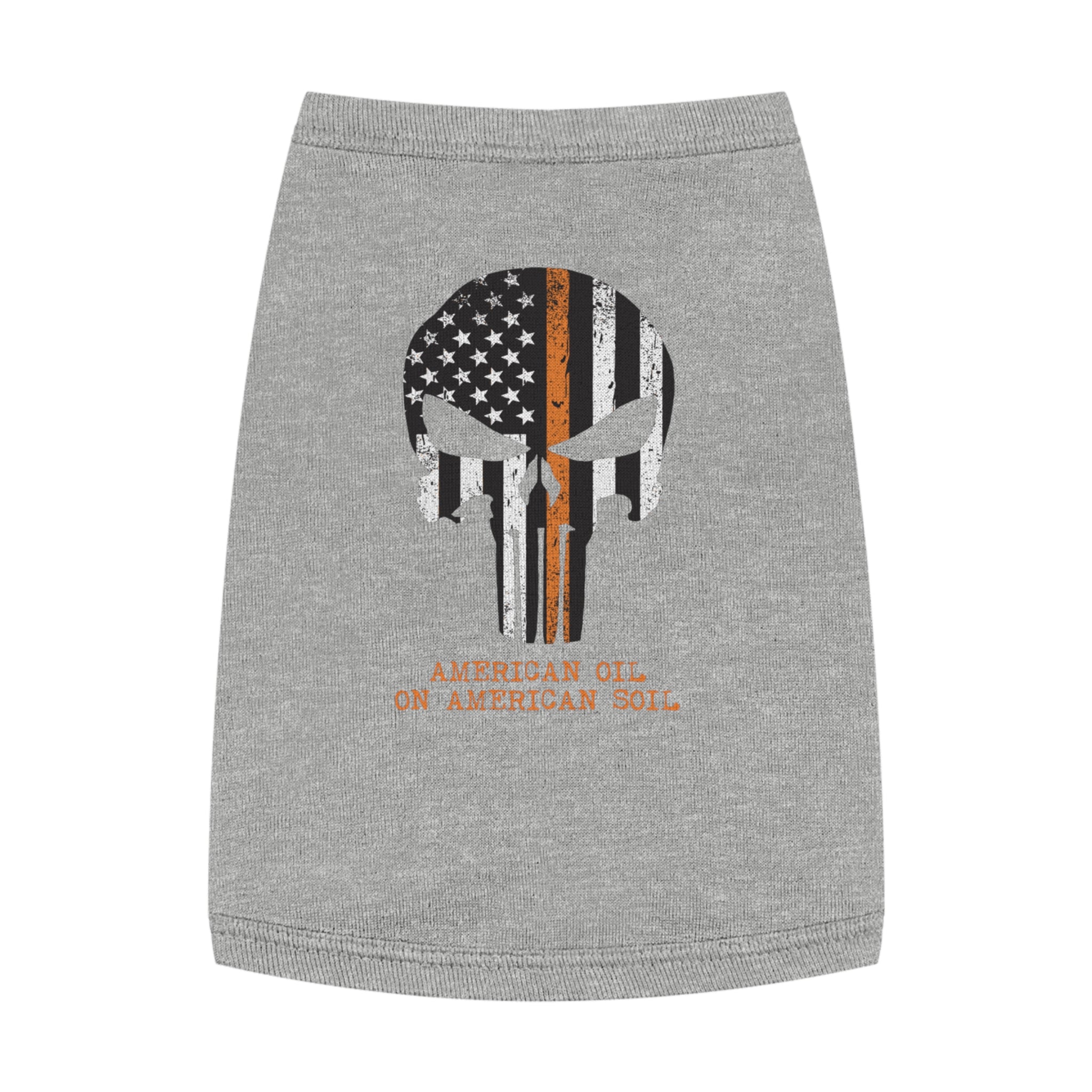 Pet Tank Top — "American Oil on American Soil" Distressed Flag Skull